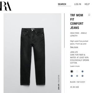 Zara Comfort Mom Fit Jeans, Black, Size 2, NWT